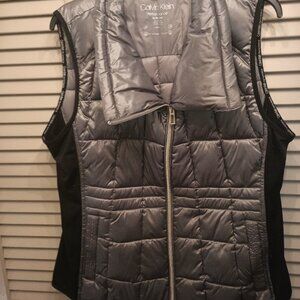 Calvin Klein Performance Gray/Black Metallic Puffer Vest.